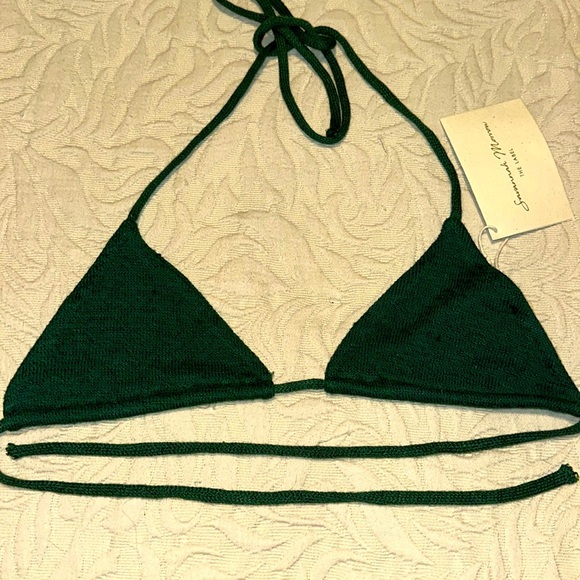 NWT Savannah Morrow the label Knit triangle top in Emerald M - Picture 1 of 9